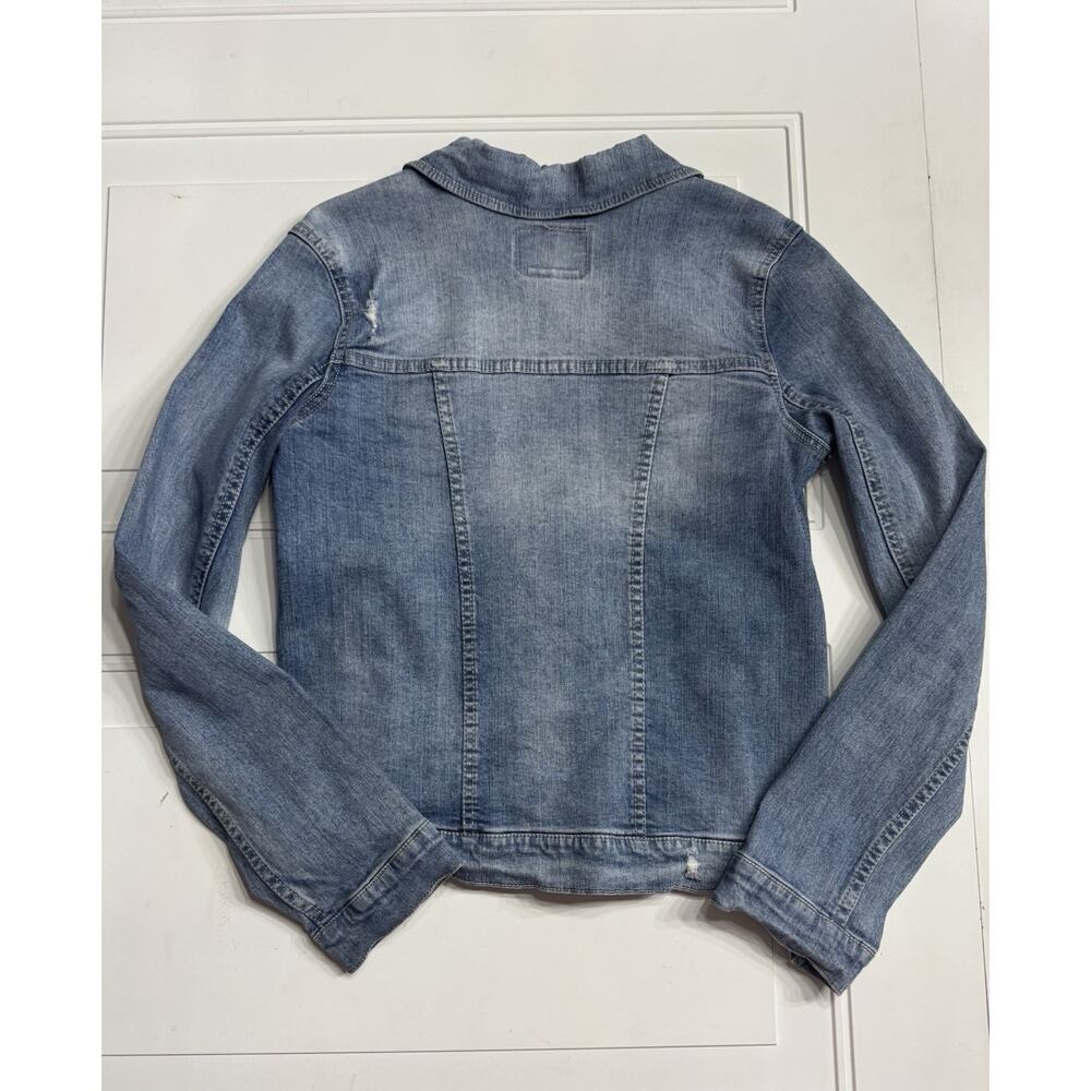 Levis Jean Jacket Womens Small Blue Light Was Denim Premium Trucker Distressed - Picture 7 of 9